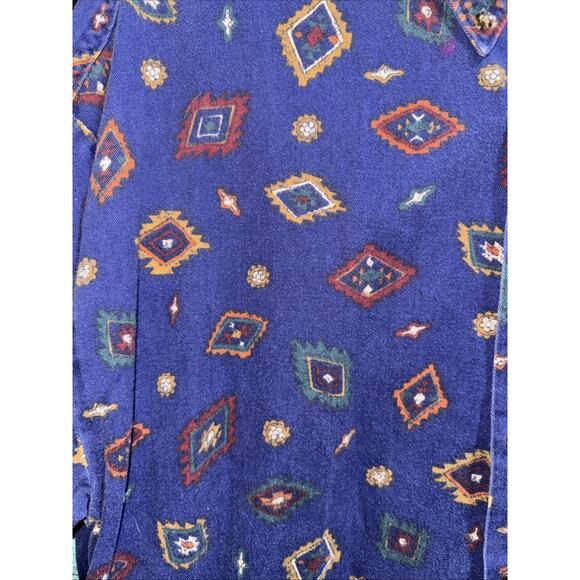 Vintage 90s Bon Homme Aztec Patter Longsleeve Button Up Shirt Size Large - Picture 2 of 6